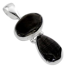 925 sterling silver 7.17cts natural black shungite oval pendant jewelry t42175