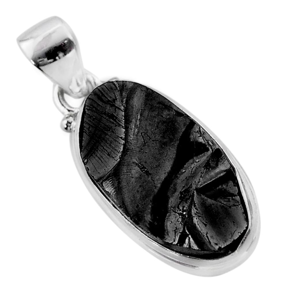 925 sterling silver 8.90cts natural black shungite oval pendant jewelry t45938