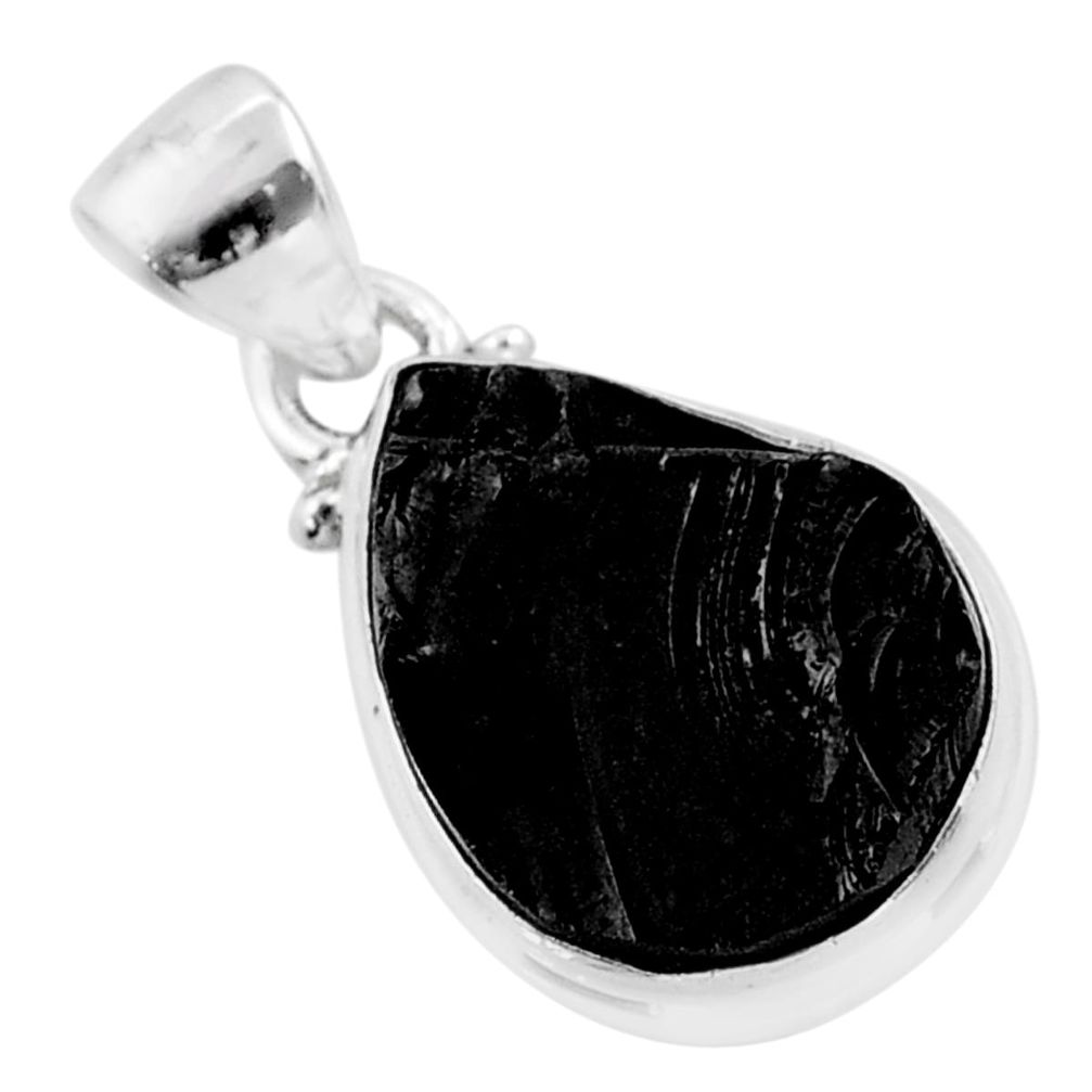 925 sterling silver 7.50cts natural black shungite pear pendant jewelry t45931