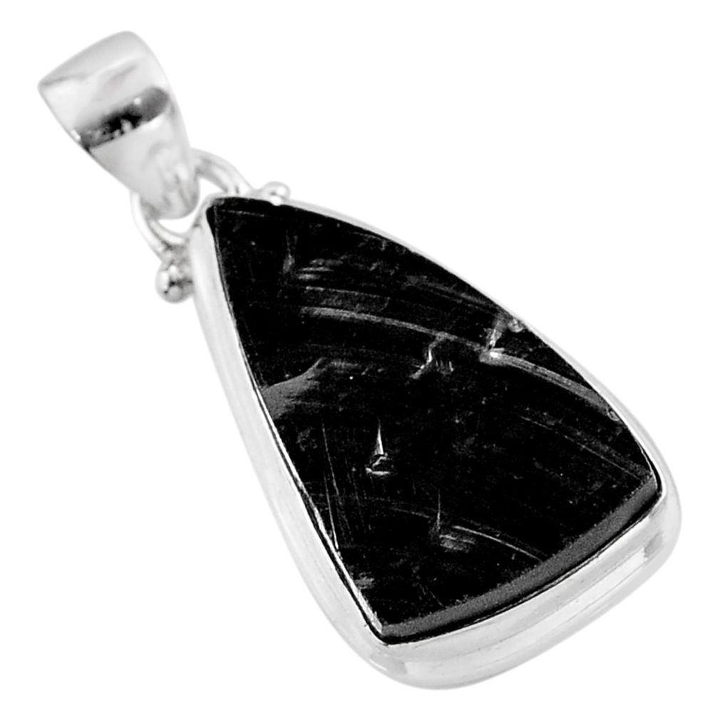 925 sterling silver 11.68cts natural black shungite pendant jewelry t45935