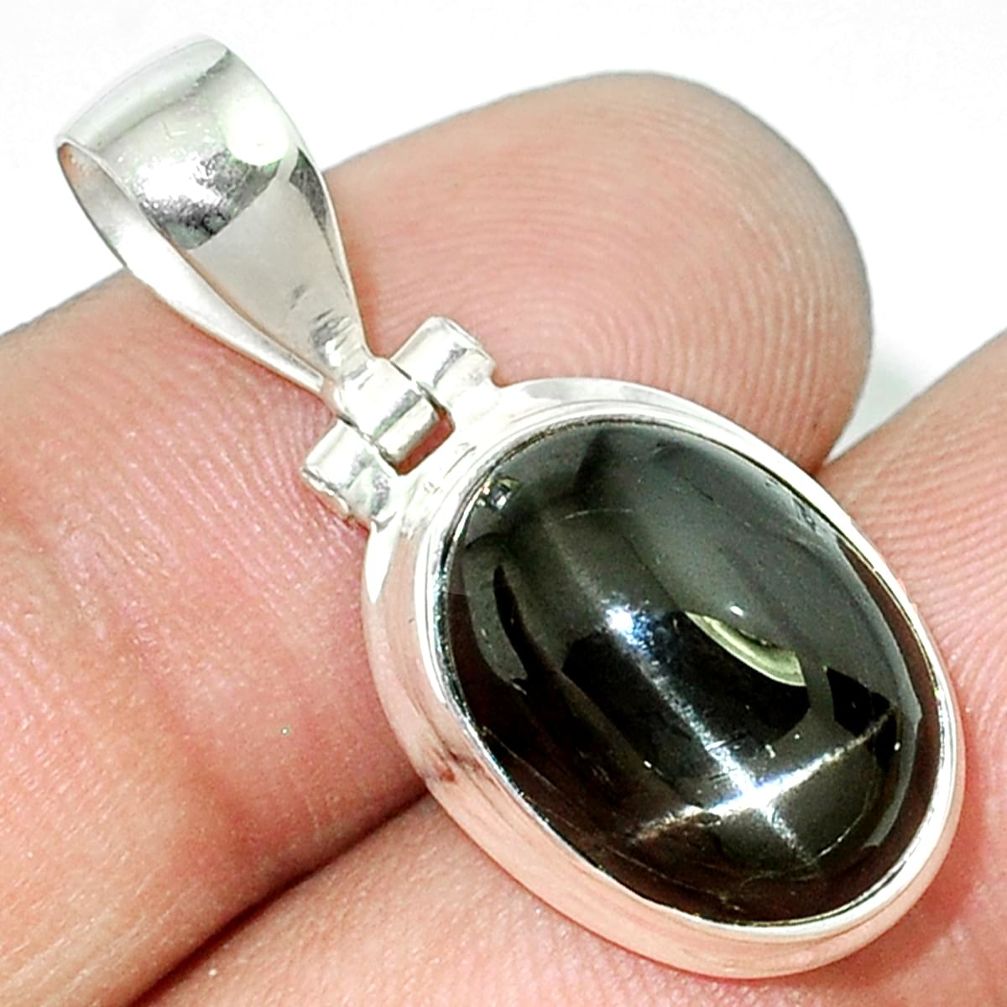 925 sterling silver 7.88cts natural black star oval pendant jewelry r72900