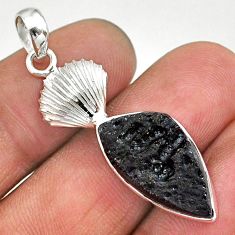 925 sterling silver 12.12cts natural black tektite fancy pendant jewelry t15209
