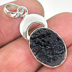 925 sterling silver 11.07cts natural black tektite oval pendant jewelry t15190
