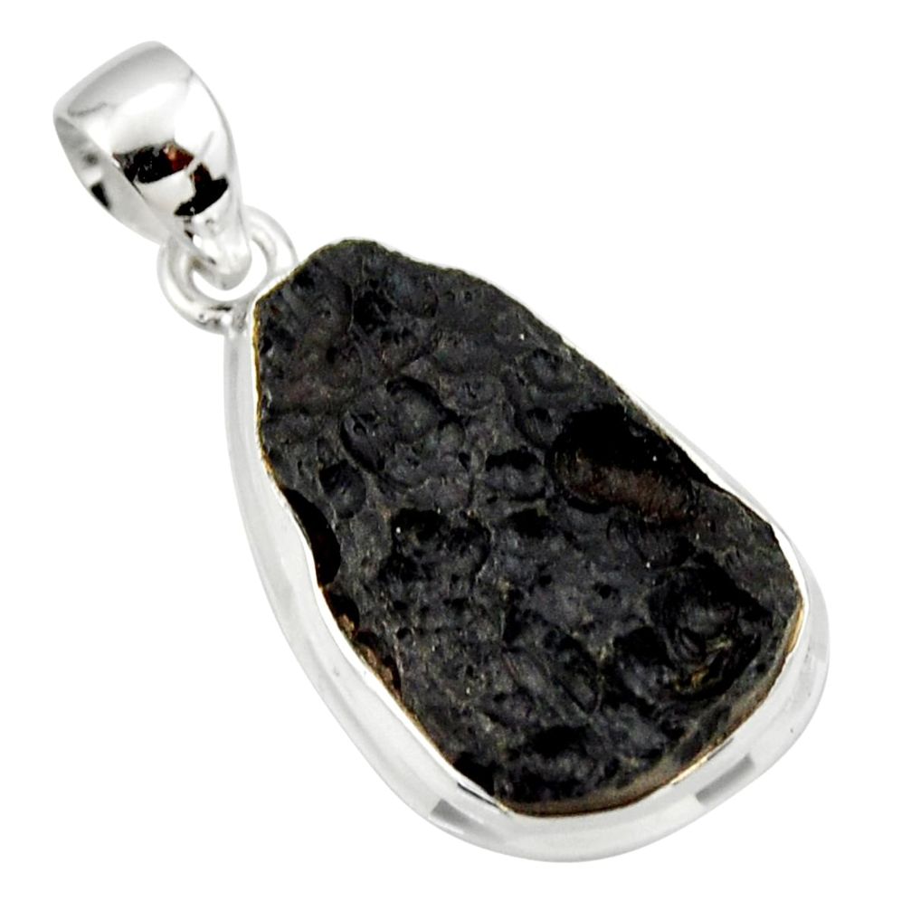 925 sterling silver 13.22cts natural black tektite pendant jewelry r33904