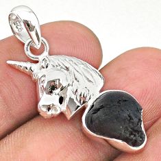 925 sterling silver 6.36cts natural black tourmaline raw horse pendant t20871