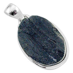 Clearance Sale- 925 sterling silver 17.57cts natural black tourmaline raw oval pendant r96779