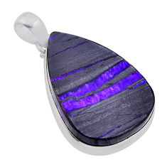 925 sterling silver 45.53cts natural black tourmaline rough pear pendant n45687