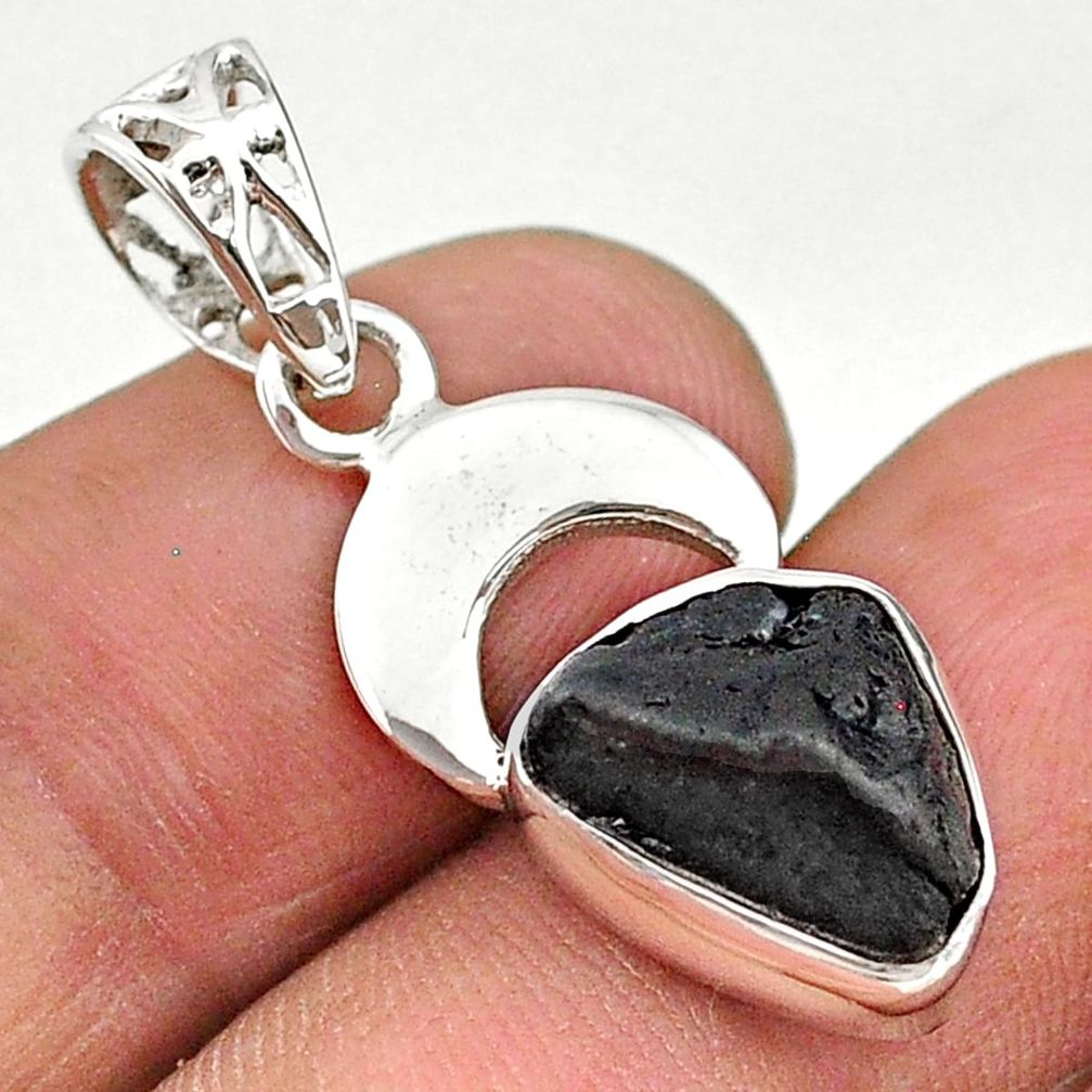 925 sterling silver 4.84cts natural black tourmaline raw pendant t20851