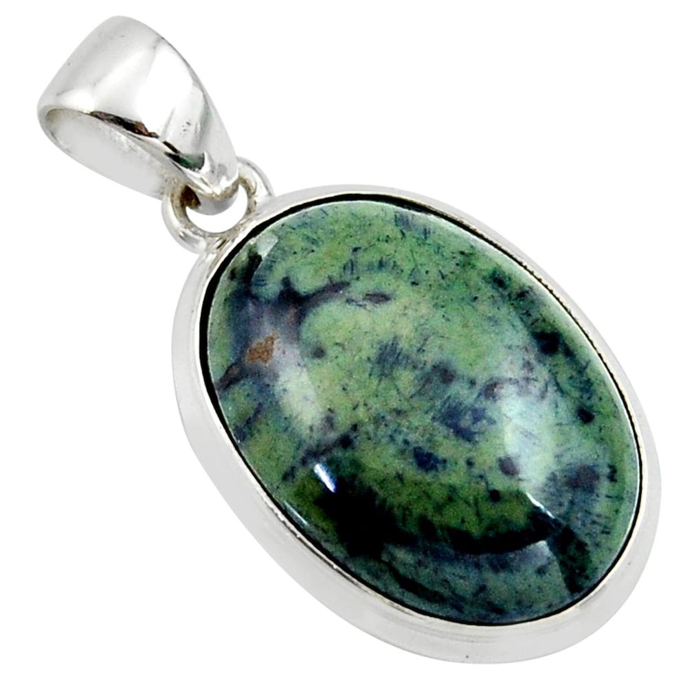 925 sterling silver 15.65cts natural black vivianite oval pendant jewelry r39984