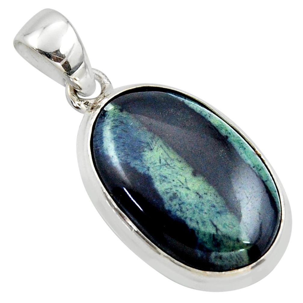 925 sterling silver 16.18cts natural black vivianite oval pendant jewelry r39993