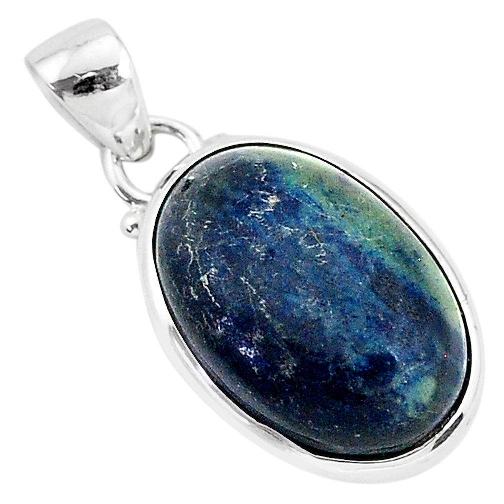 925 sterling silver 10.65cts natural black vivianite oval pendant jewelry r94253