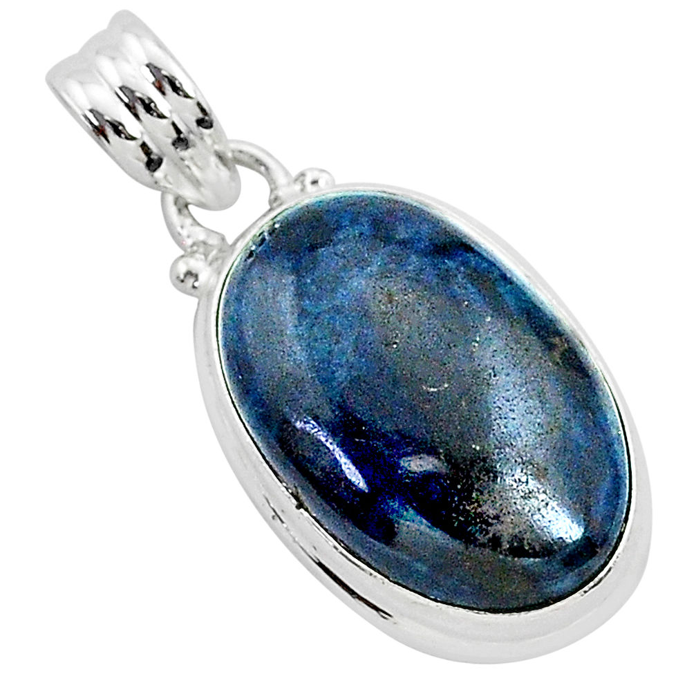 925 sterling silver 13.15cts natural black vivianite oval pendant jewelry r94904