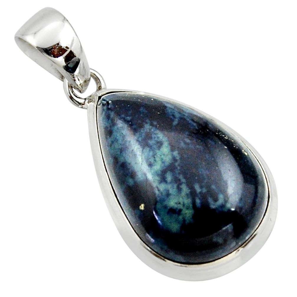 925 sterling silver 17.57cts natural black vivianite pear pendant jewelry r39996