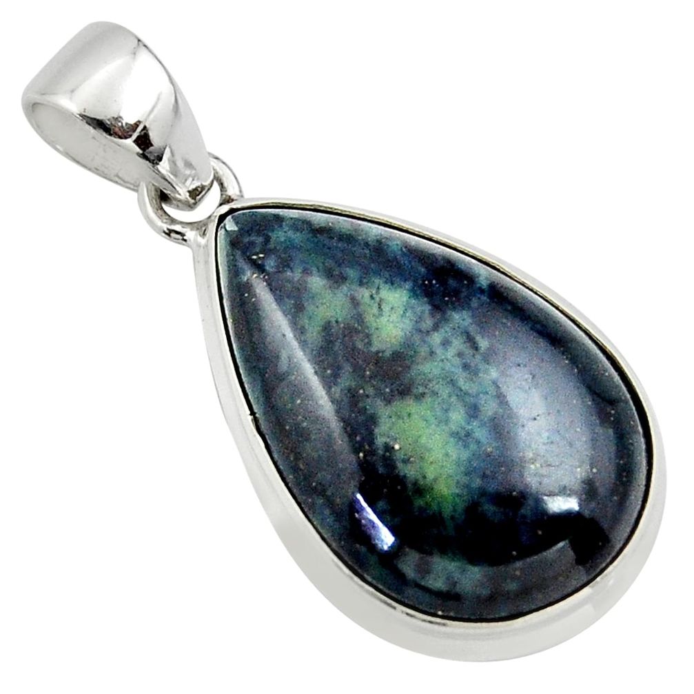 925 sterling silver 15.08cts natural black vivianite pear pendant jewelry r40000