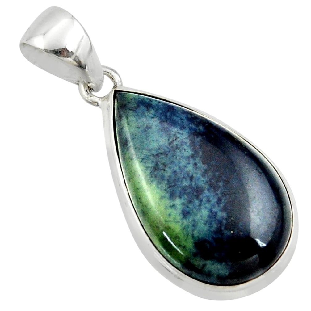 925 sterling silver 16.20cts natural black vivianite pear pendant jewelry r40005