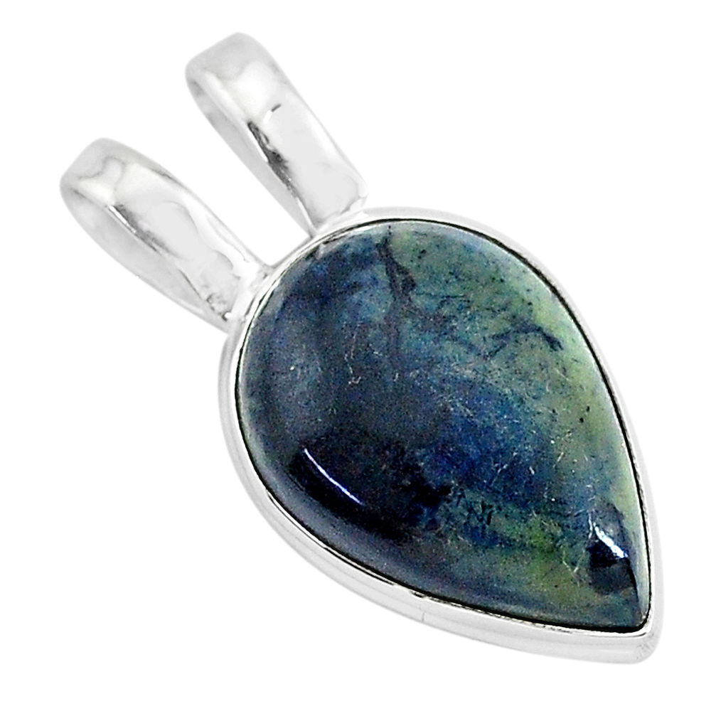 925 sterling silver 11.73cts natural black vivianite pear pendant jewelry r94256