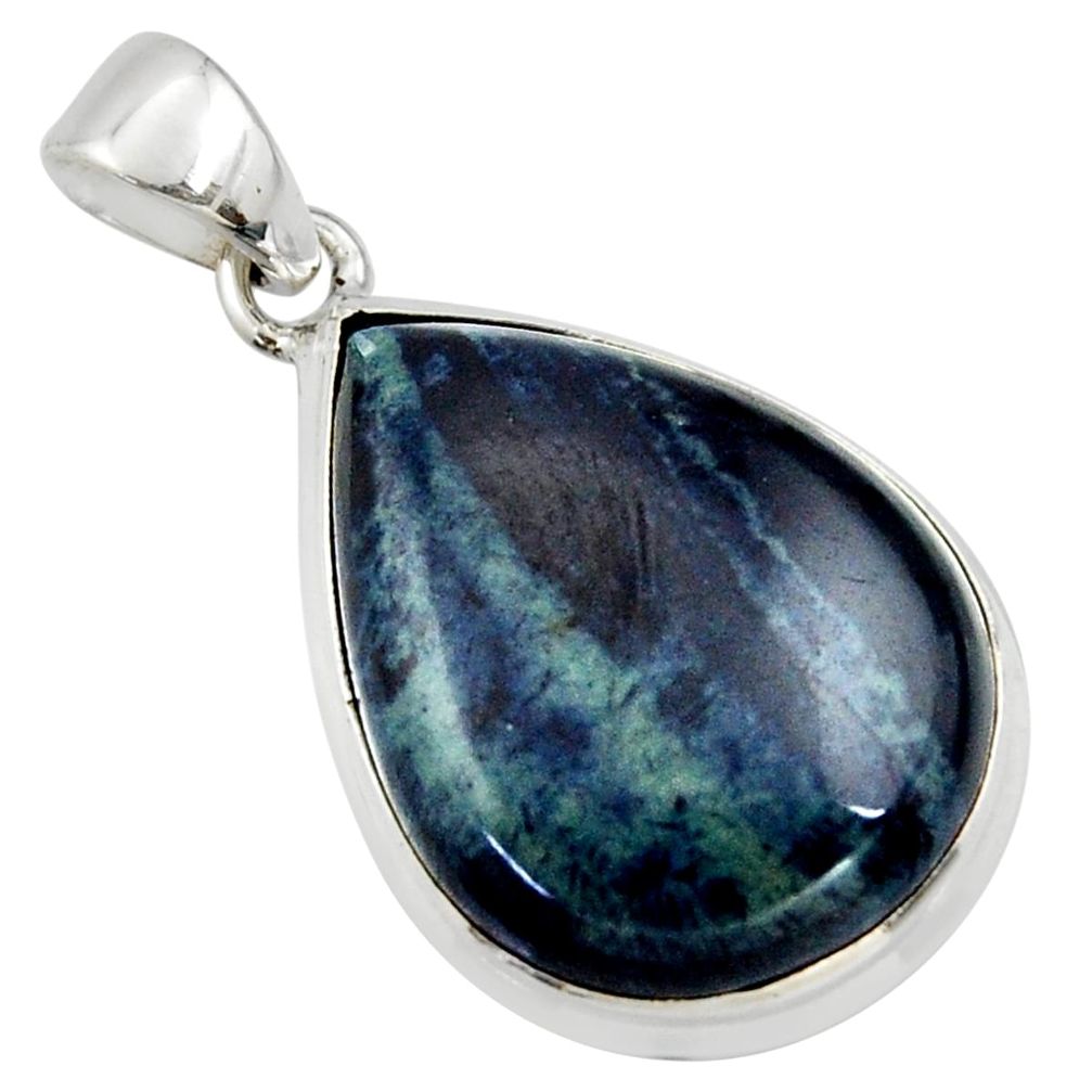 925 sterling silver 18.15cts natural black vivianite pendant jewelry r40009