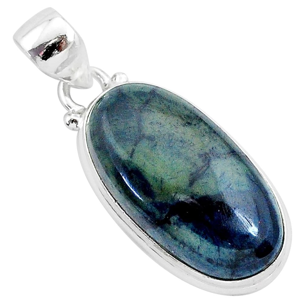 925 sterling silver 15.65cts natural black vivianite pendant jewelry r94913