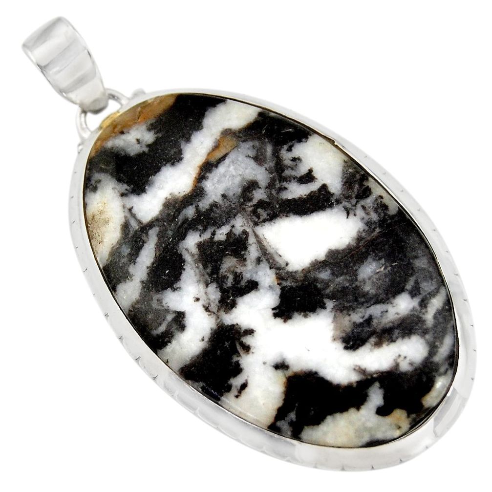 ver 41.99cts natural black zebra jasper oval pendant d42192