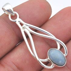 925 sterling silver 2.44cts natural blue angelite oval pendant jewelry u61687