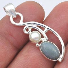 925 sterling silver 3.23cts natural blue angelite pearl pendant jewelry u61799