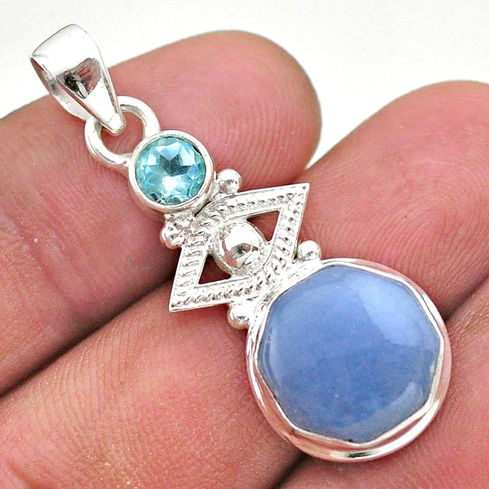 925 sterling silver 6.10cts natural blue angelite topaz pendant jewelry t46404