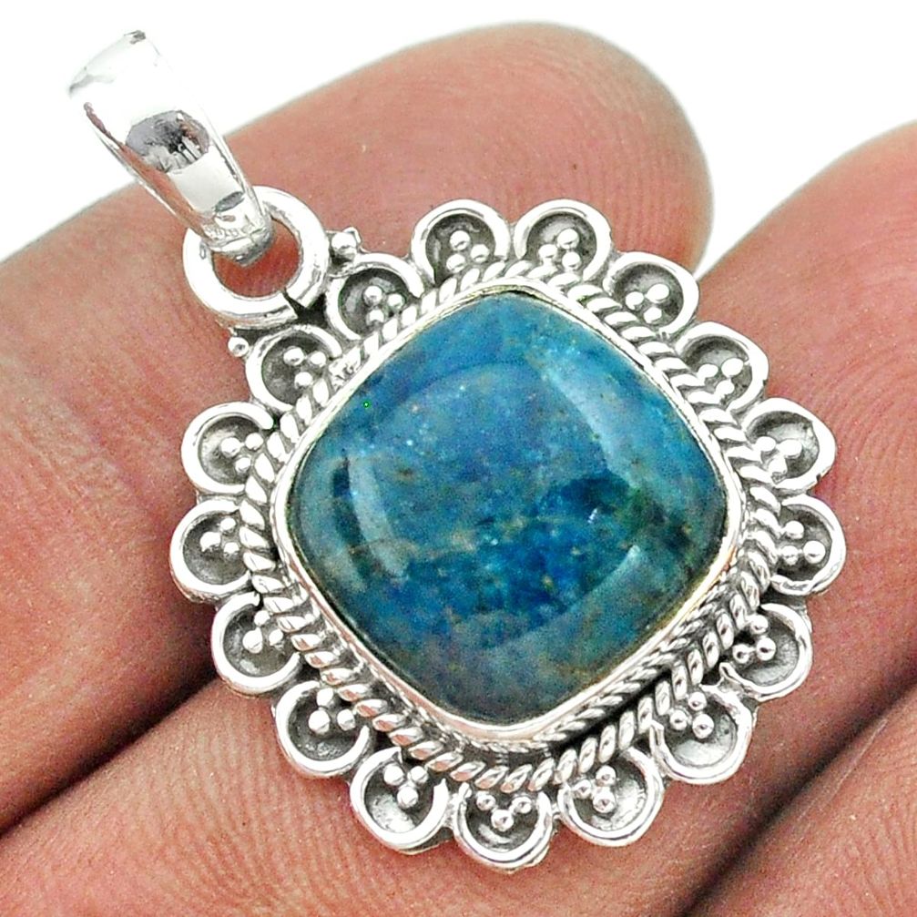 925 sterling silver 13.28cts natural blue apatite (madagascar) pendant t53276