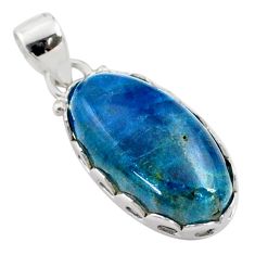 925 sterling silver 13.70cts natural blue apatite (madagascar) pendant t77840