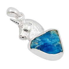 925 sterling silver 12.01cts natural blue apatite rough horse pendant y91847