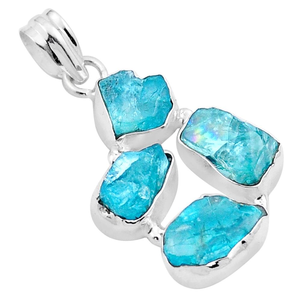 925 sterling silver 10.71cts natural blue apatite rough pendant jewelry u13477