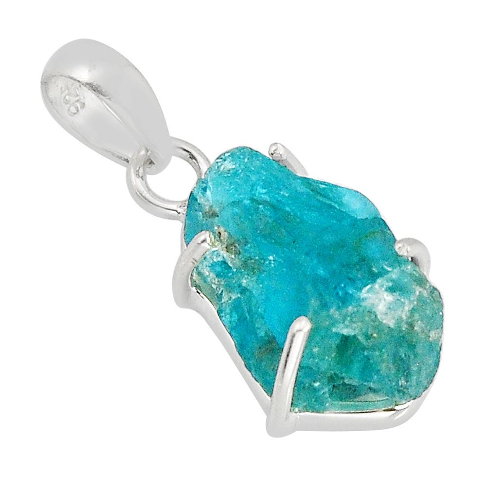 925 sterling silver 7.64cts natural blue apatite rough pendant jewelry y73693