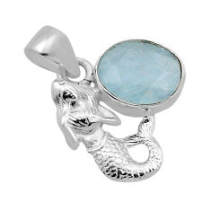 925 sterling silver 4.69cts natural blue aquamarine fairy mermaid pendant y86925