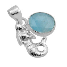 925 sterling silver 5.38cts natural blue aquamarine fairy mermaid pendant y86930