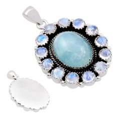 925 sterling silver 31.82cts natural blue aquamarine moonstone pendant c30430
