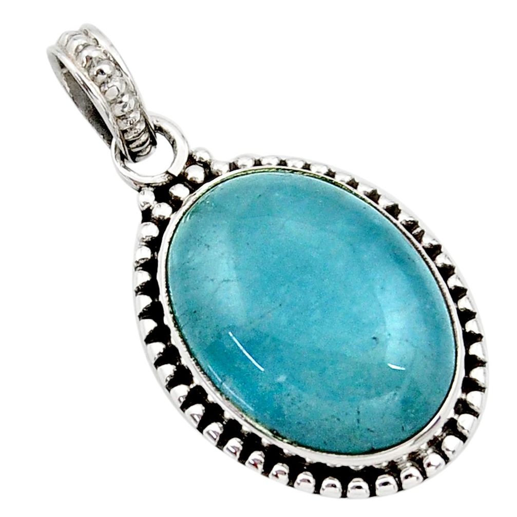 ver 17.22cts natural blue aquamarine oval pendant jewelry d45512