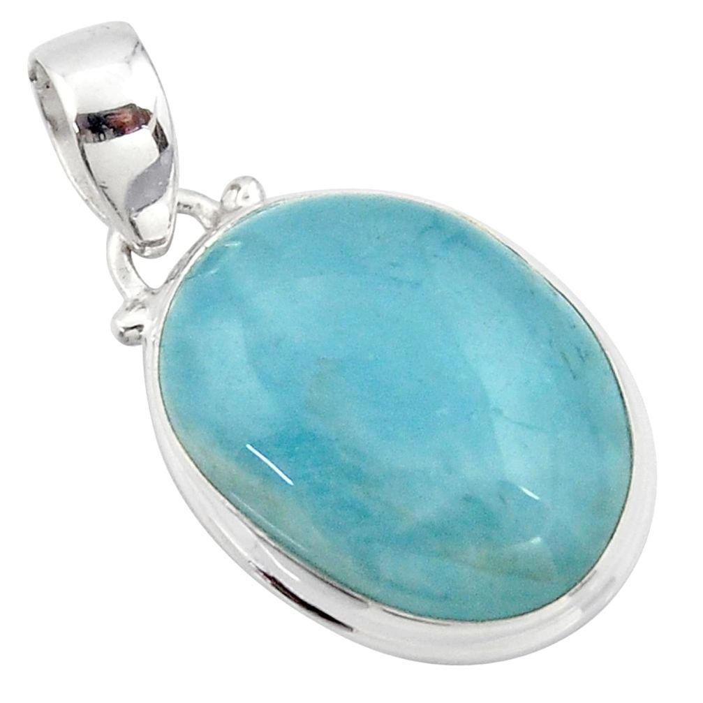 925 sterling silver 14.72cts natural blue aquamarine oval pendant jewelry r39712