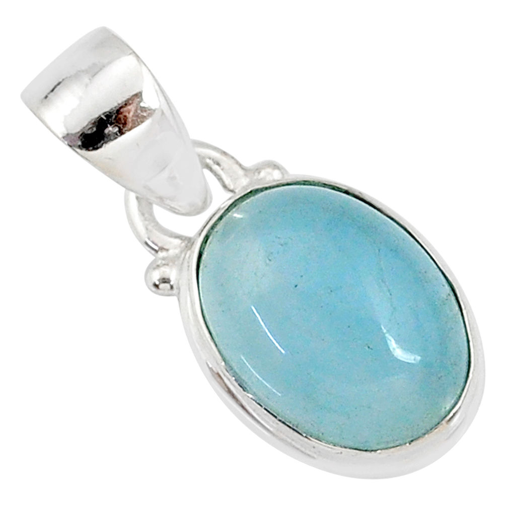 925 sterling silver 4.50cts natural blue aquamarine oval pendant jewelry r78304