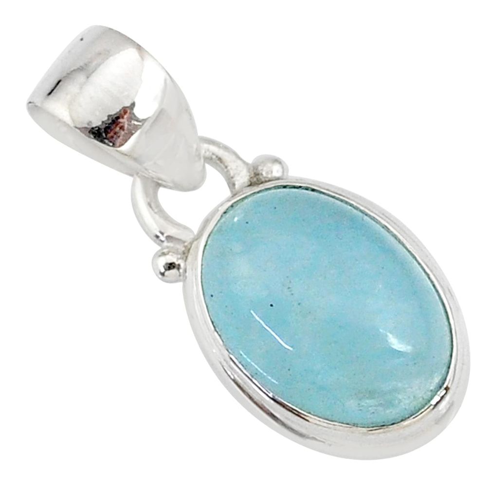 925 sterling silver 3.84cts natural blue aquamarine oval pendant jewelry r78307