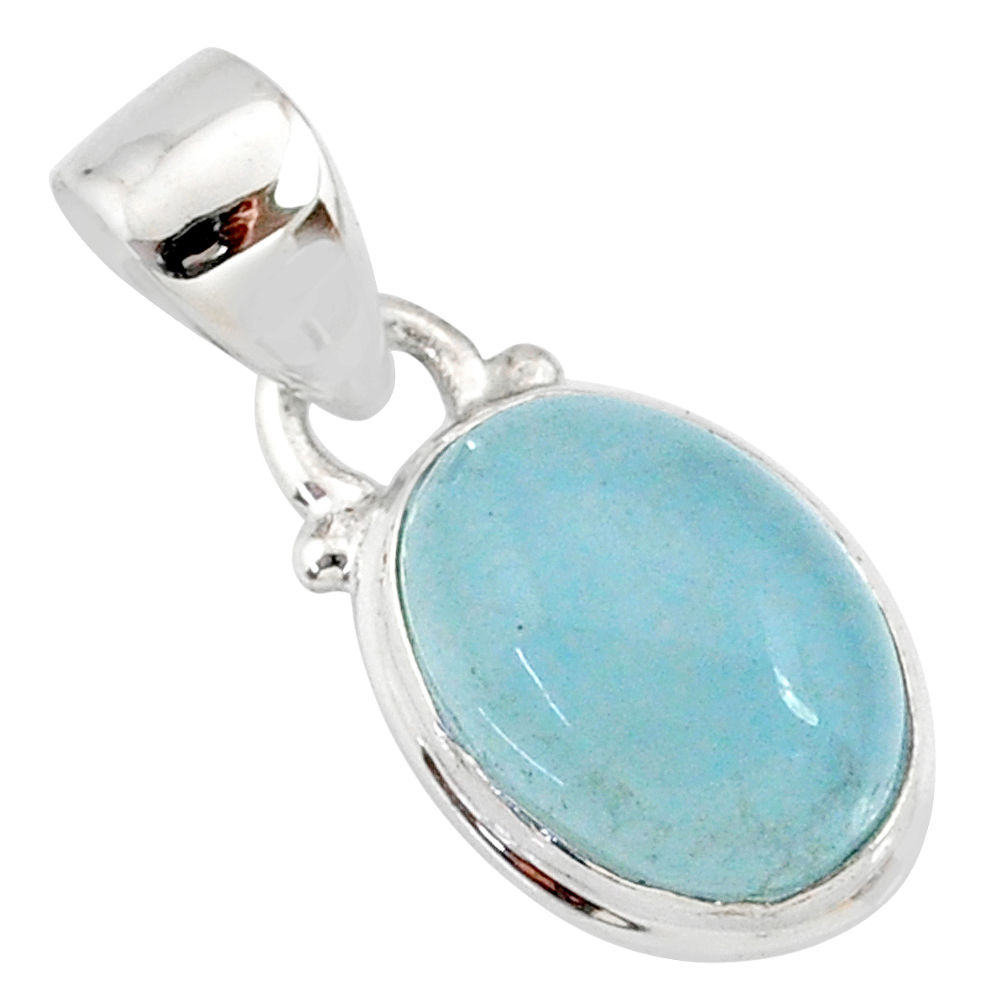 925 sterling silver 3.81cts natural blue aquamarine oval pendant jewelry r78310