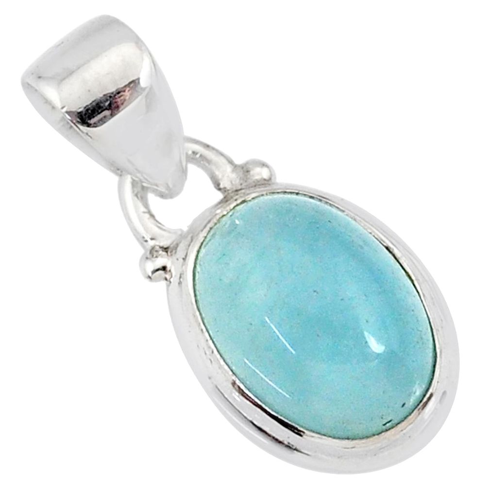 925 sterling silver 4.47cts natural blue aquamarine oval pendant jewelry r78332