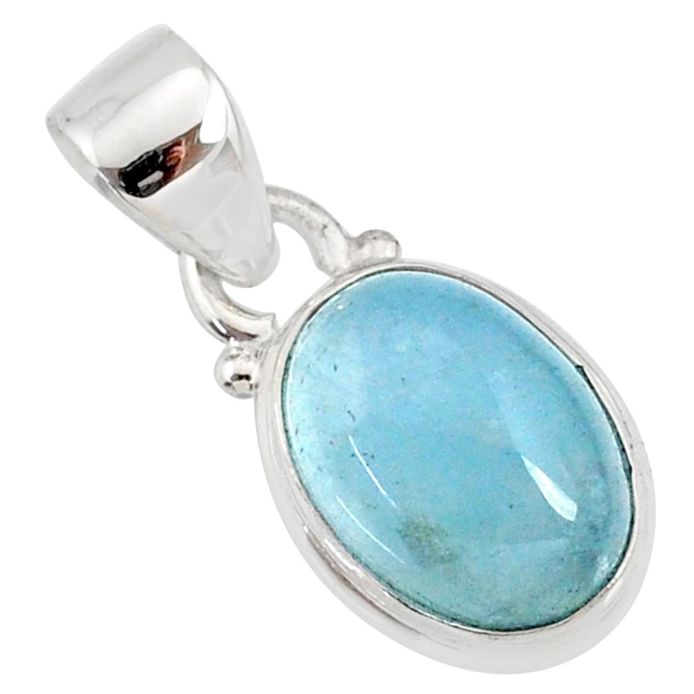 925 sterling silver 4.50cts natural blue aquamarine oval pendant jewelry r78340