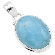 925 sterling silver 16.20cts natural blue aquamarine oval pendant jewelry t42746