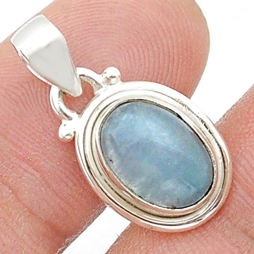 925 sterling silver 4.60cts natural blue aquamarine oval pendant jewelry u60984