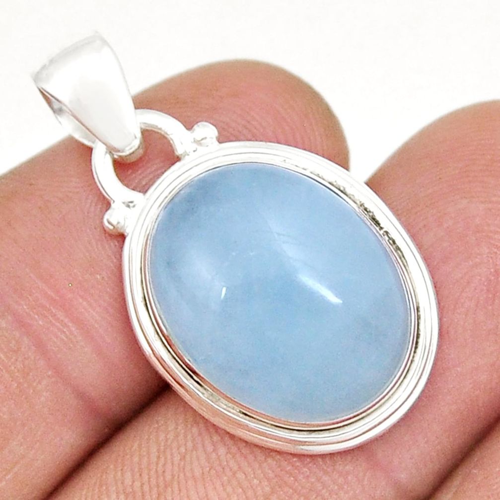 925 sterling silver 12.83cts natural blue aquamarine oval pendant jewelry y5983