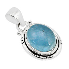 925 sterling silver 4.98cts natural blue aquamarine oval pendant jewelry y76664