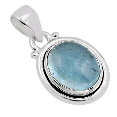 925 sterling silver 4.99cts natural blue aquamarine oval pendant jewelry y82054