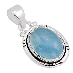 925 sterling silver 5.52cts natural blue aquamarine oval pendant jewelry y82055