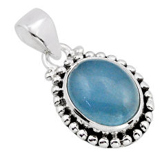 925 sterling silver 5.24cts natural blue aquamarine oval pendant jewelry y82059