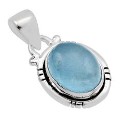 925 sterling silver 5.58cts natural blue aquamarine oval pendant jewelry y82883