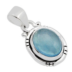 925 sterling silver 4.88cts natural blue aquamarine oval pendant jewelry y82886
